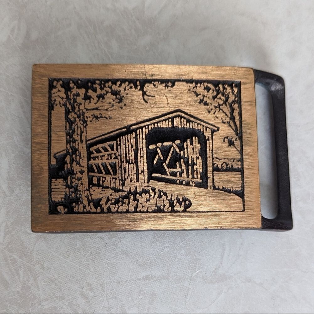 Vintage 70s Langley Bridge Belt Buckle by Tech Ether Guild